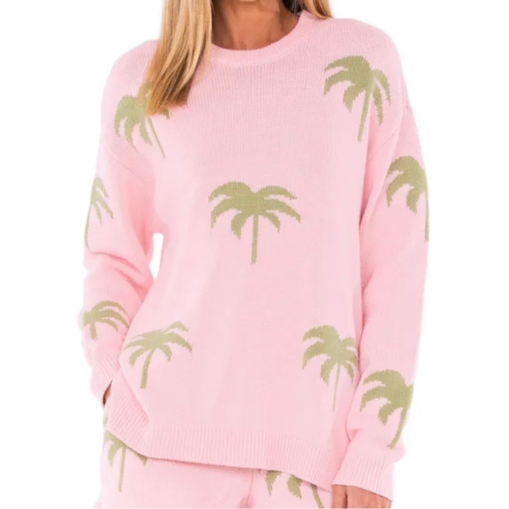 Show Me Your MUMU- Pink Palm Tree Sweater